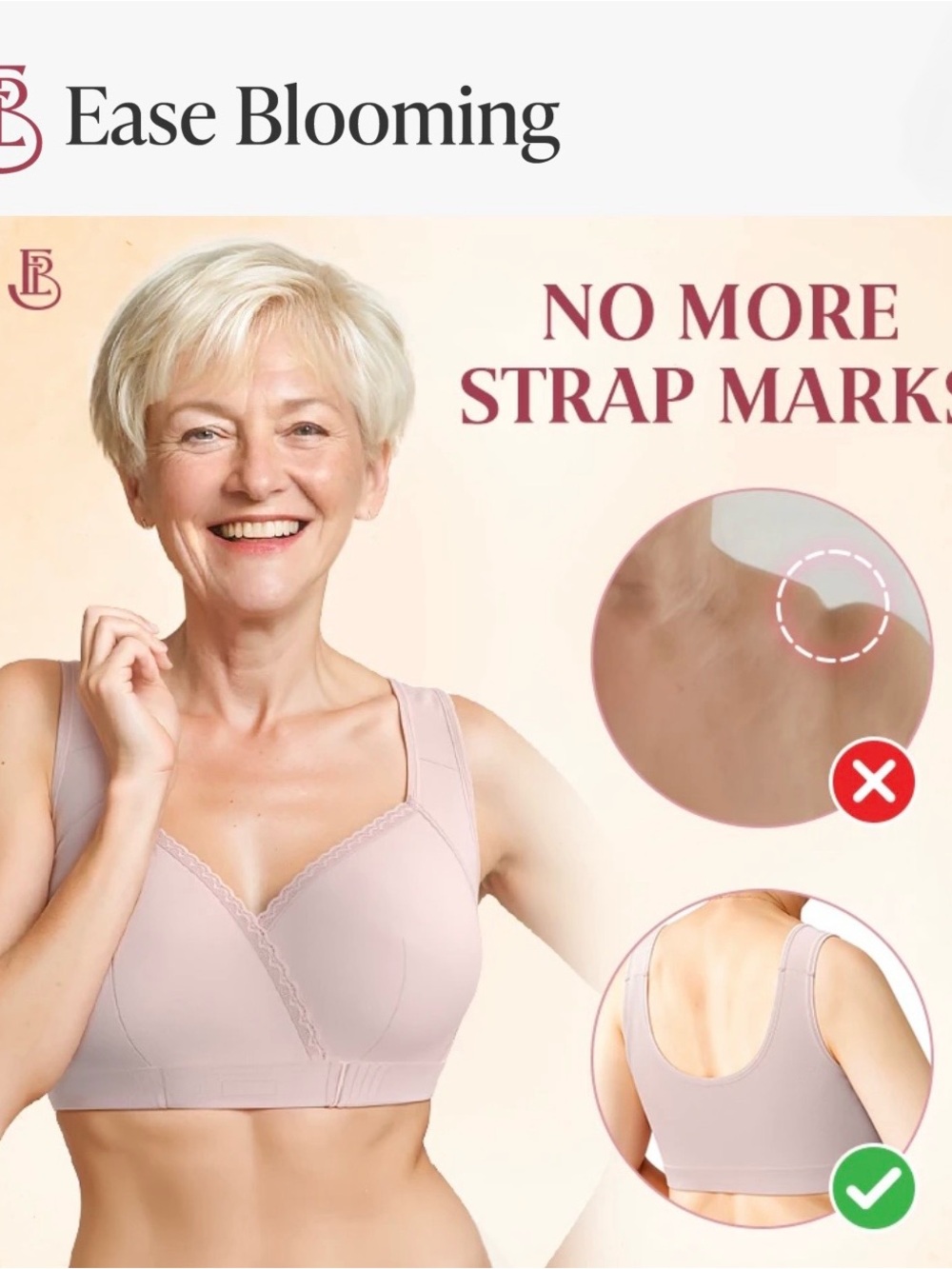 Soft Support Wireless Bra- front close